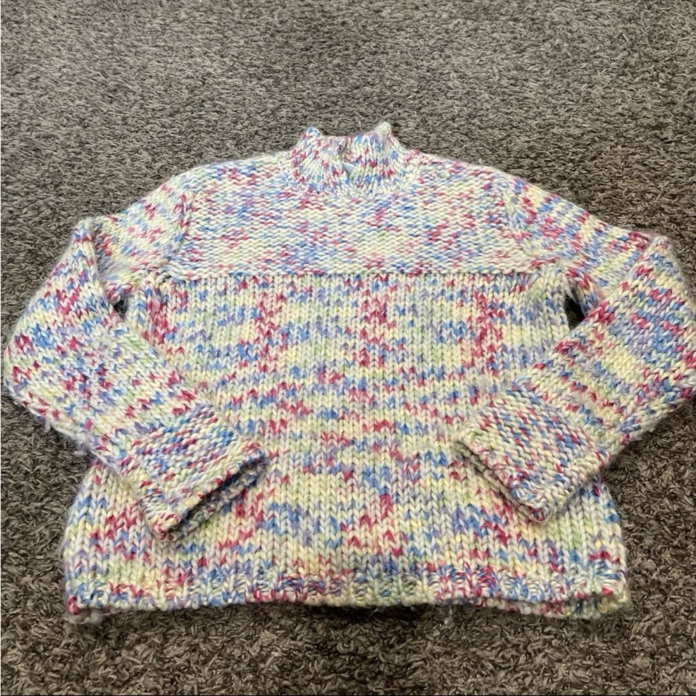 Talbots wool blend multicolor mock neck sweater medium petite